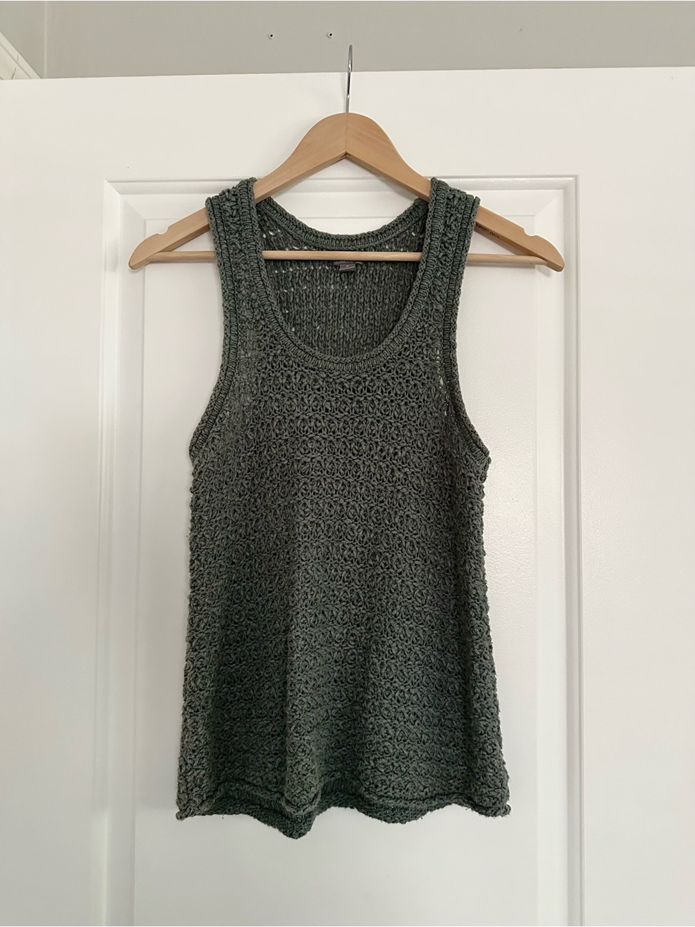 Aerie Open Weave Crochet Knit Tank Top in Sage, Size Medium